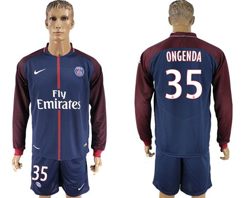 Paris Saint-Germain #35 Ongenda Home Long Sleeves Soccer Club Jersey